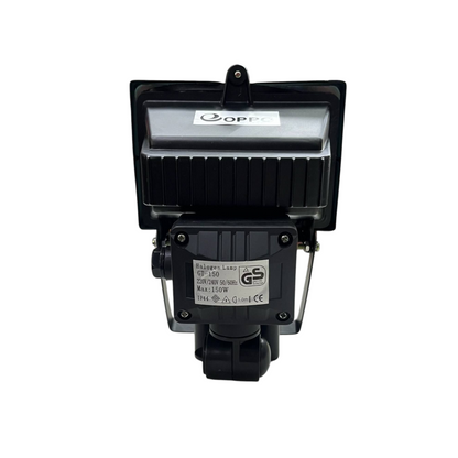 150W halogen flood light with sensor 220V in black casing for outdoor lighting installation