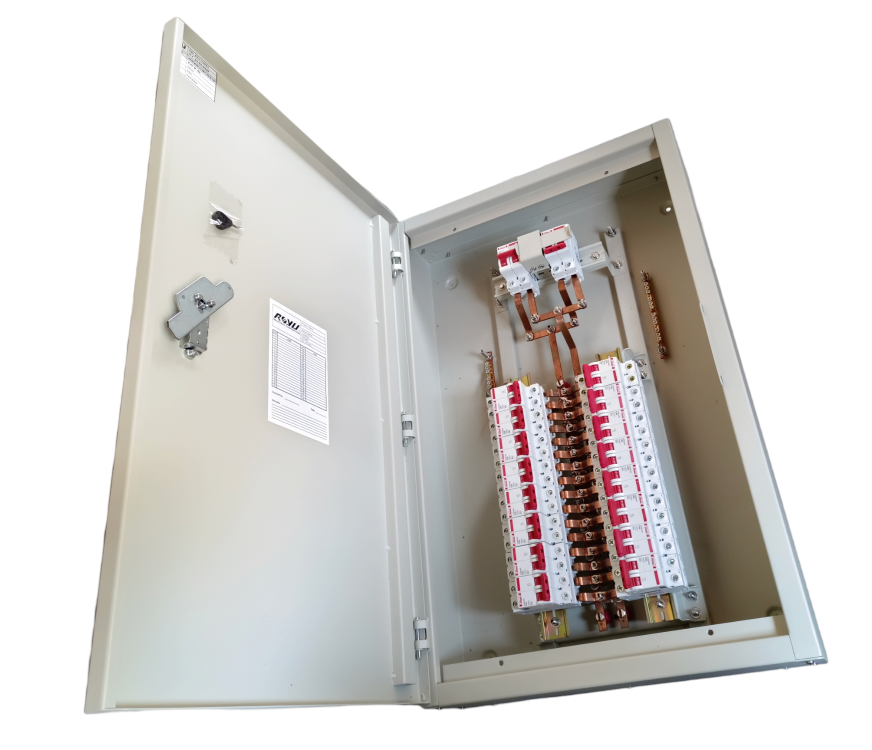 Himel 16 Branches 2pole Circuit Breaker electrical panel with multiple circuit breakers inside a metal enclosure