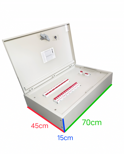 Himel 16 Branches 2pole Circuit Breaker metal enclosure box with open lid and labeled circuit breakers