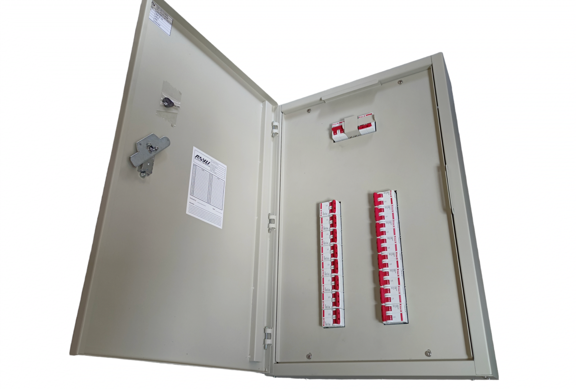 Himel 16 Branches 2pole Circuit Breaker electrical panel with red switches and protective metal casing