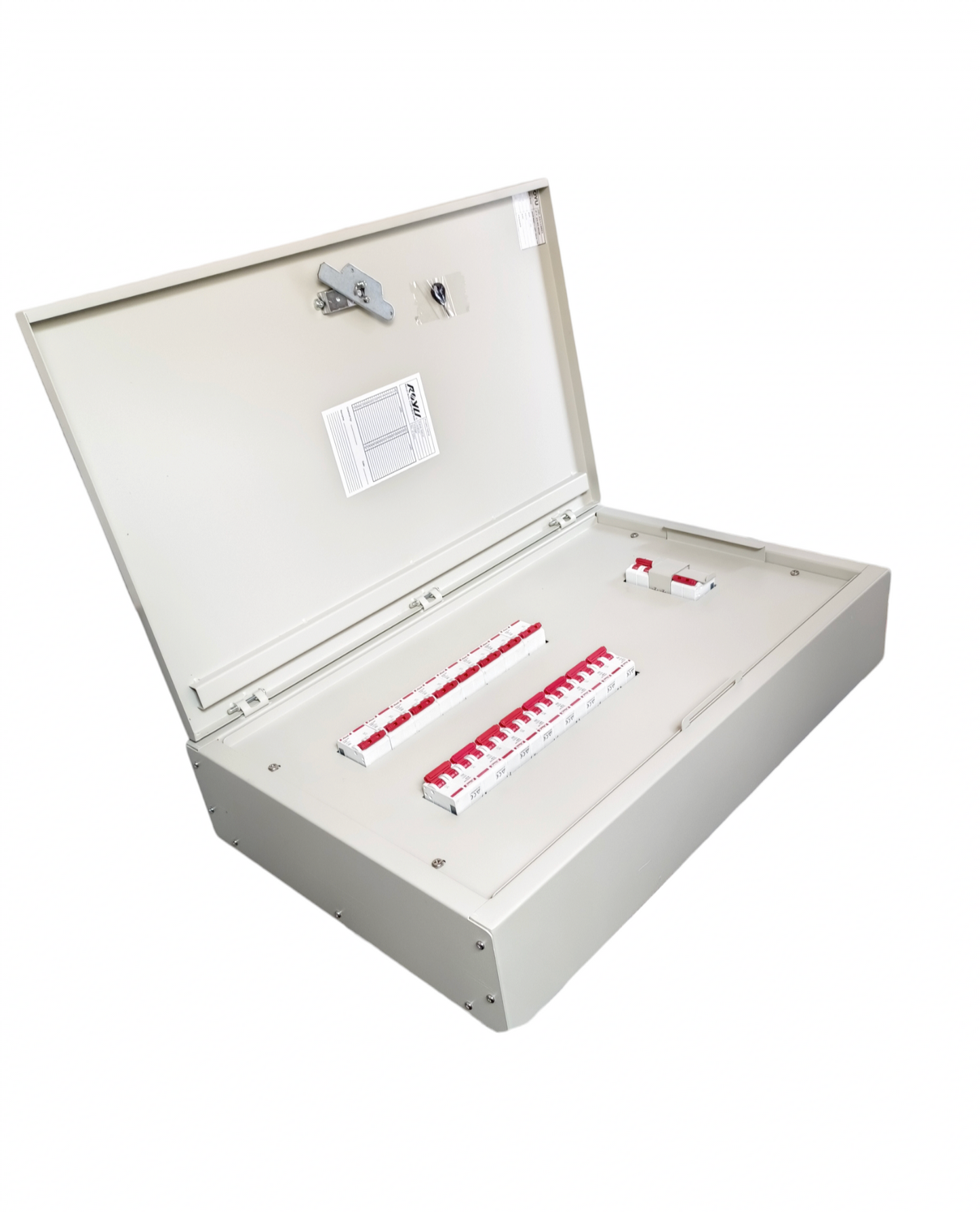 Himel 16 Branches 2pole Circuit Breaker electrical panel with open cover showing circuit breakers