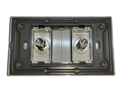 Electx Electrical Supply 2 gang cable TV outlet with dual coaxial connectors for signal distribution