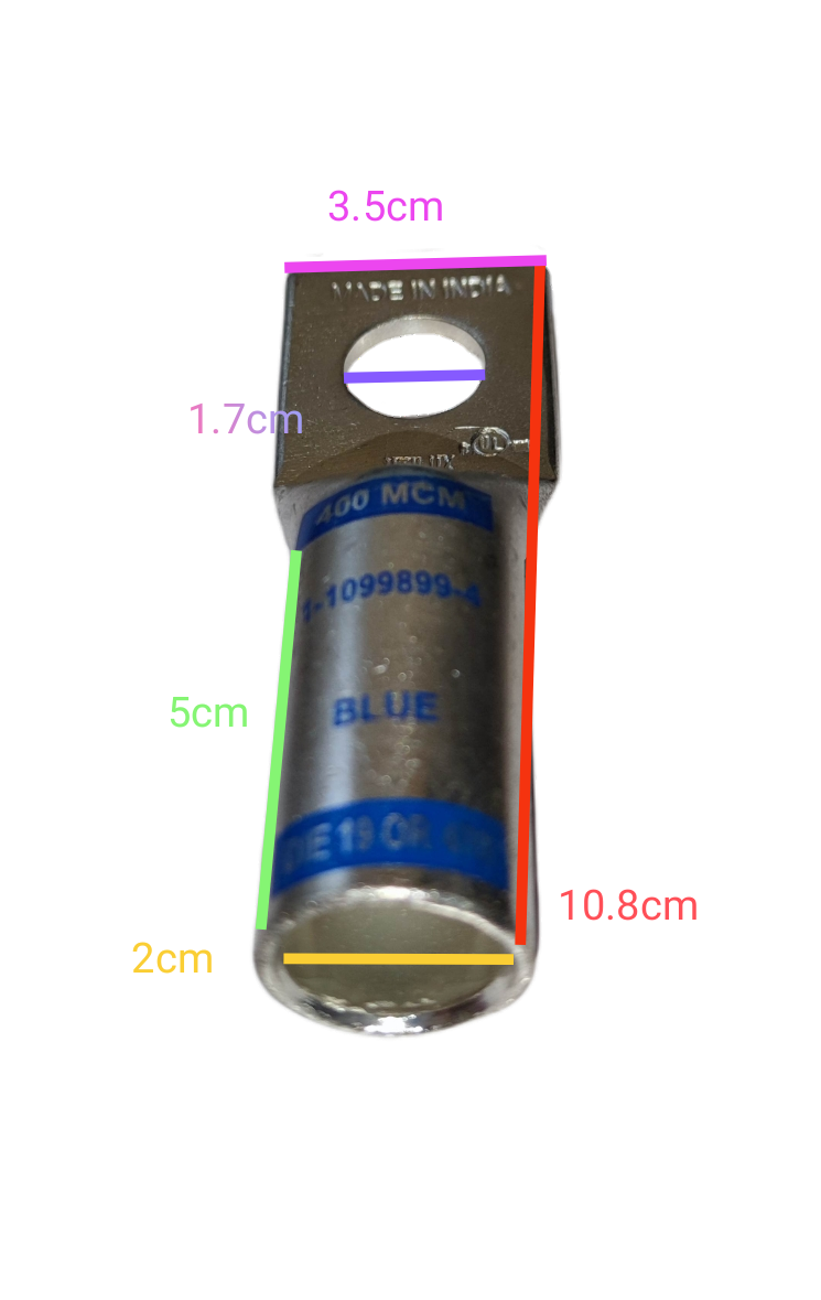 Utilux 200mm Wire Size 1-1099899-4 Terminal Lugs electrical connector with blue markings and metal body