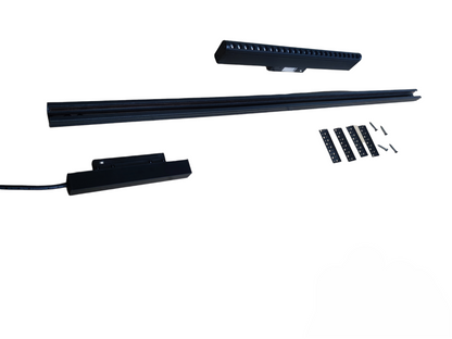 ILLUMIQ TERRA 24W LED Rotary Grille Track Light 220V ceiling light components laid out on white background