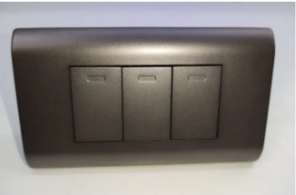 Electx Electrical Supply 3 Gang dark gray electrical switch plate with three rocker switches