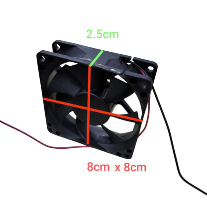 3 inch exhaust fan 12V with compact design measuring 8cm by 8cm for efficient ventilation