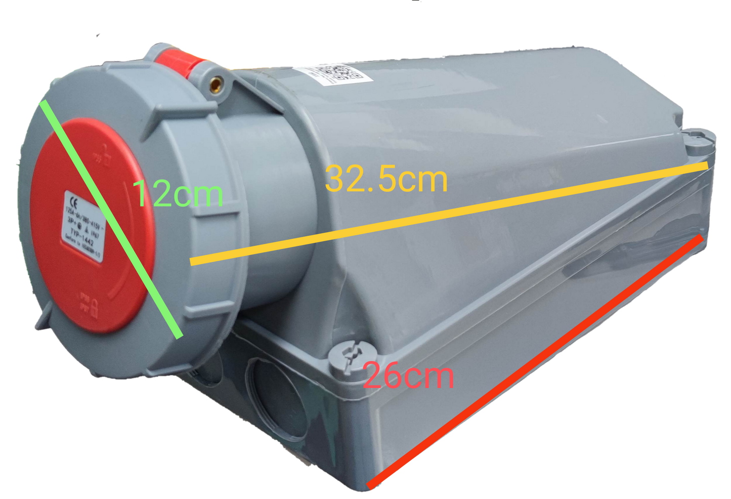 Grippes 3 pin 220V IEC6309-2 outlet electrical socket with gray casing and red cover