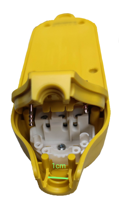Bull 4 Gang Surface Type GNTP-C5 yellow power point plug casing with open internal view