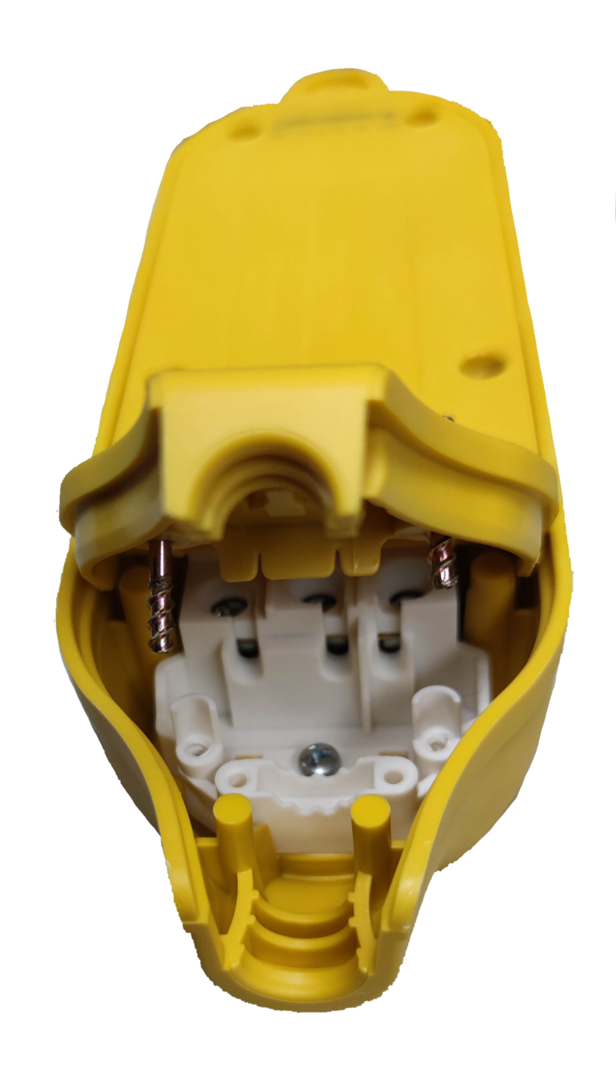 Bull 4 Gang Surface Type GNTP-C5 yellow power point casing open showing internal components