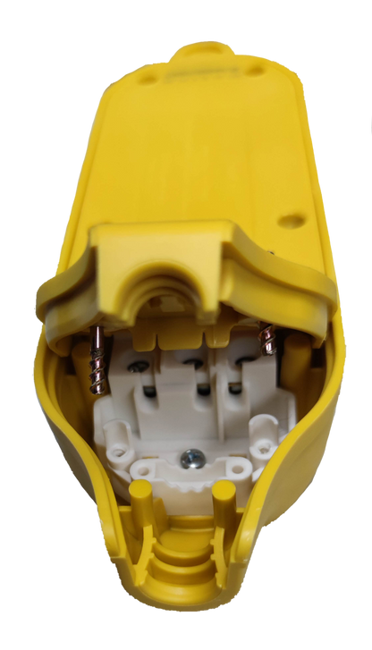 Bull 4 Gang Surface Type GNTP-C5 yellow power point casing open showing internal components