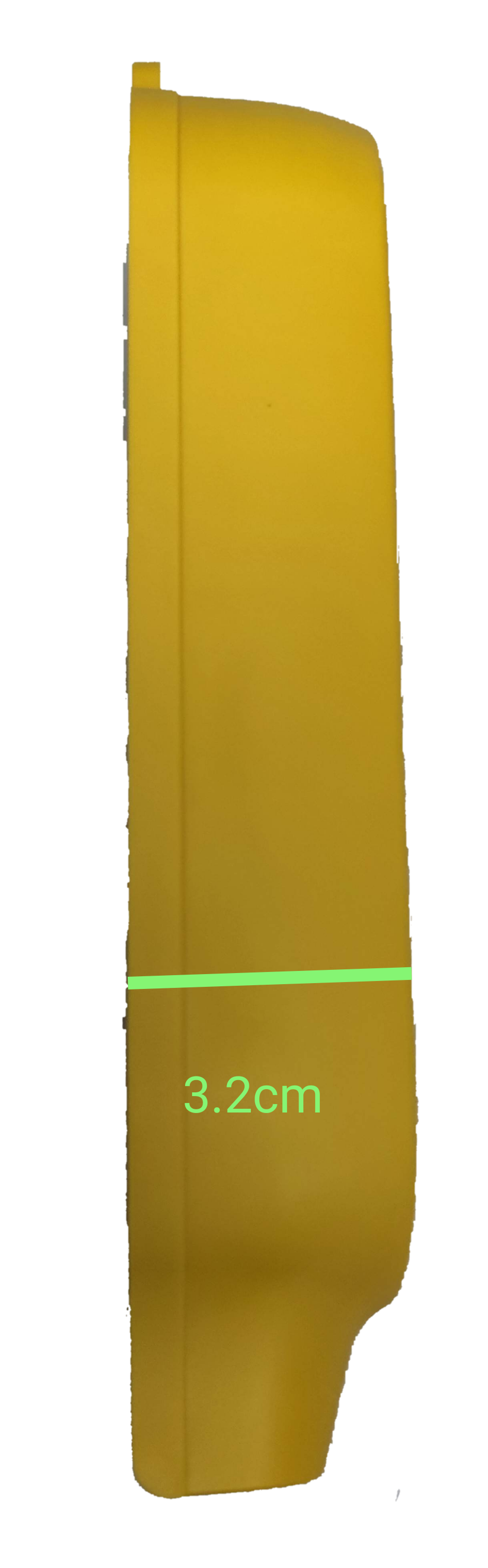 Side view of Bull 4 Gang Surface Type GNTP-C5 yellow power point switch showing slim 3.2 cm thickness