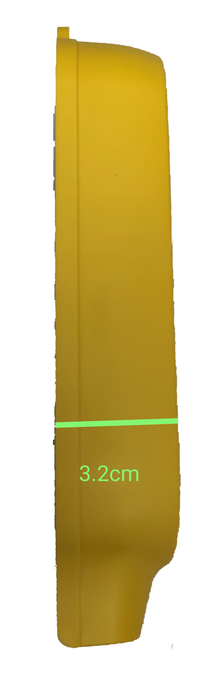 Side view of Bull 4 Gang Surface Type GNTP-C5 yellow power point switch showing slim 3.2 cm thickness