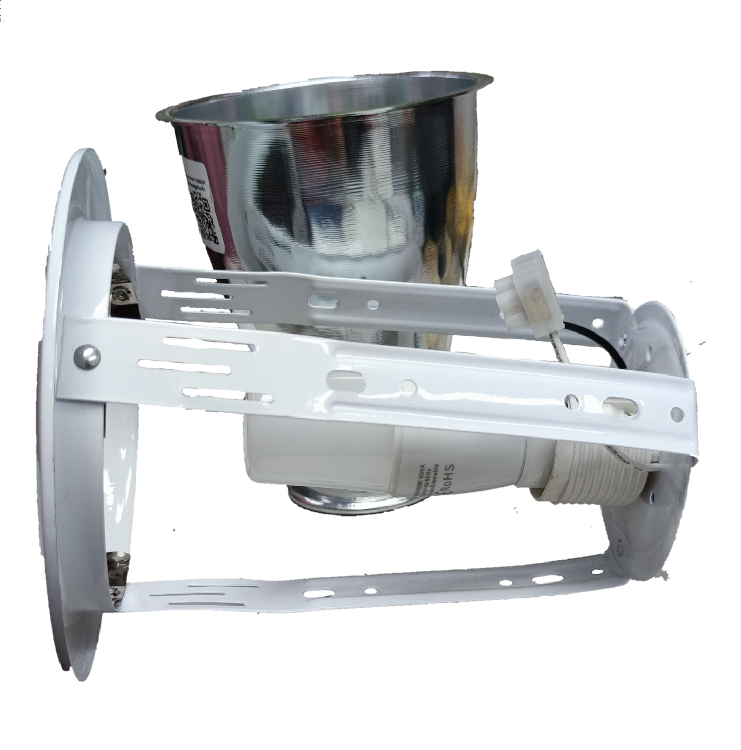 Omni & Firefly 4 inch LED pinlight housing with white adjustable mounting brackets and reflective interior