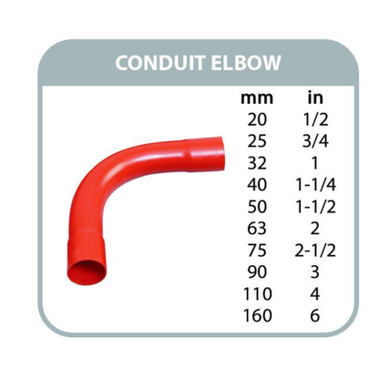 4 inch PVC conduit elbow in red, perfect for joining piping in electrical applications
