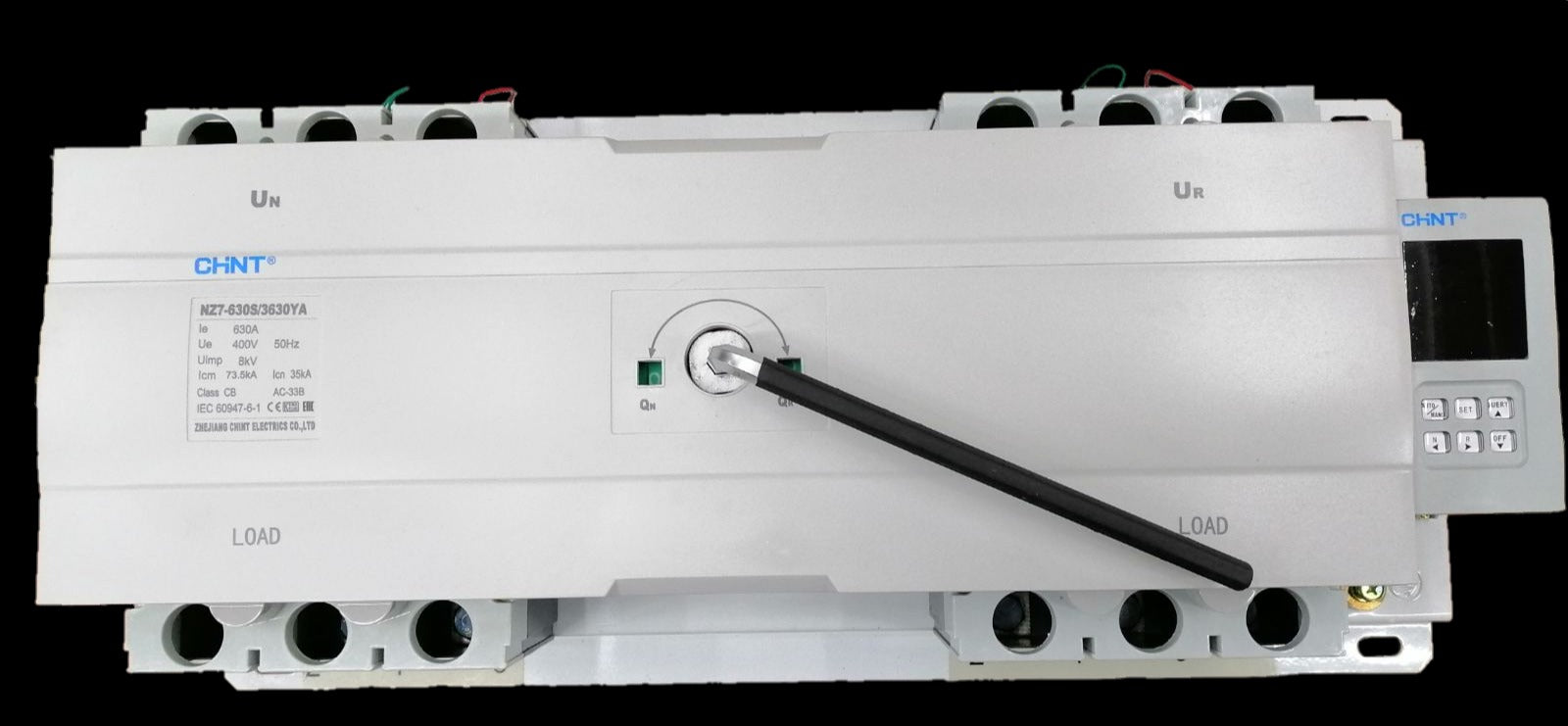 Chint automatic transfer switch 630A electrical component with control handle and load connections