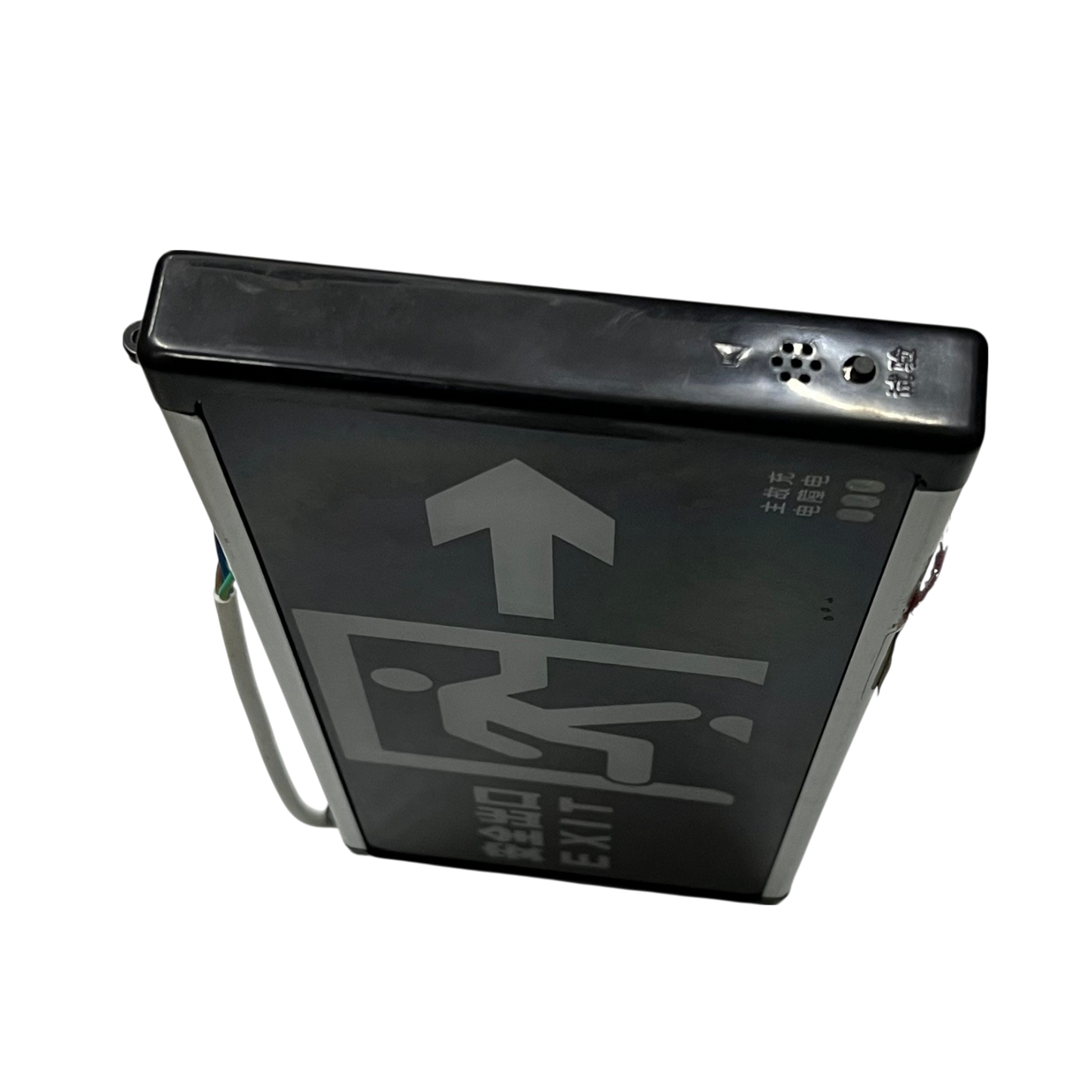 Work and safety exit sign light featuring a running man and upward arrow for emergency exits