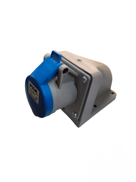 Wixim Industrial Outlet Wall Type IP44 with blue protective cover and gray mounting base