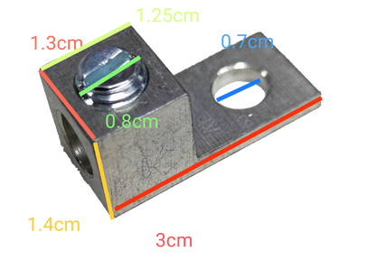 Grippes Mechanical Lugs 1 Hole - 30mm metal electrical connector with dimensions shown