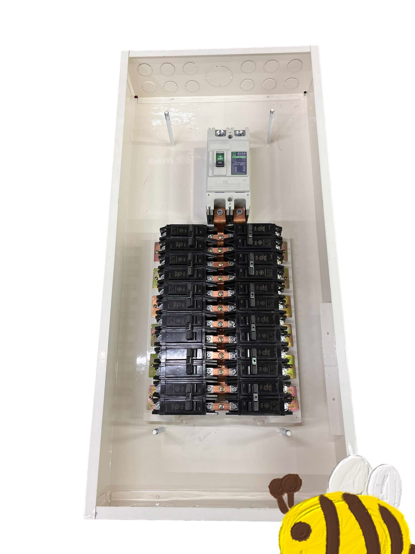 Panel Board 125A 250SP 2Pole Main electrical circuit breaker panel by Koten and GE with multiple breakers