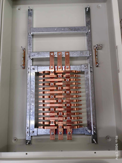 Schneider and Royu Panel Board For EZC250 Main 3 Pole with copper busbars inside gray metal enclosure