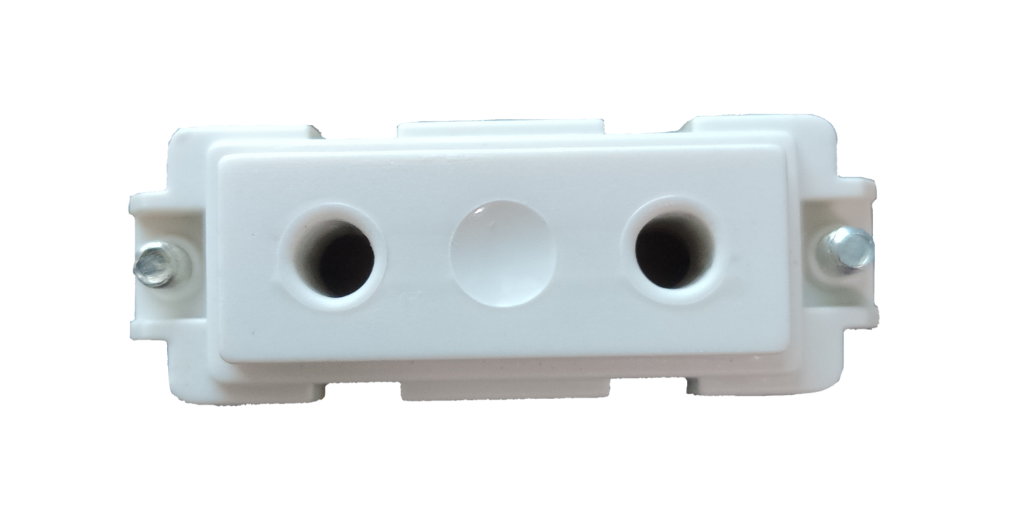 White Veto Round Hole Socket Outlet 10A 250V power point with two round holes and mounting screws