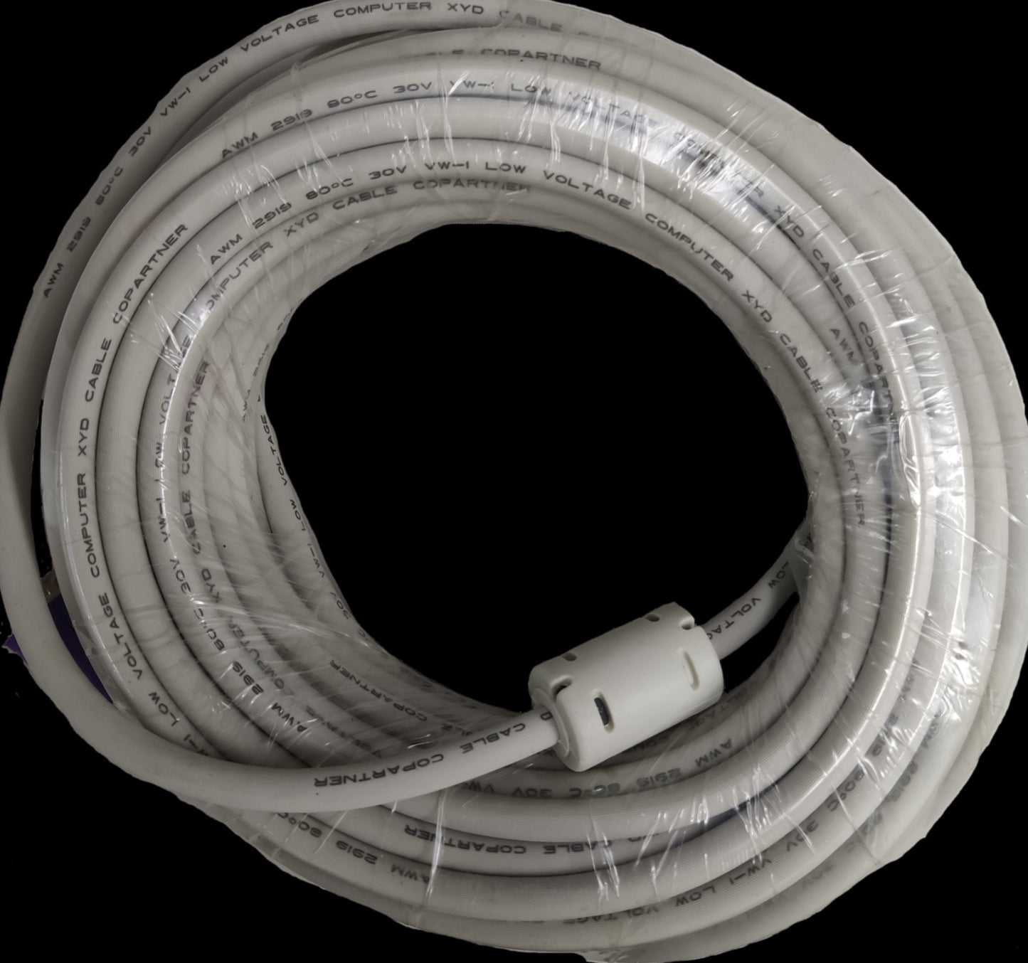 Grippes VGA Cable 15 Meters coiled with protective casing for computer display connections