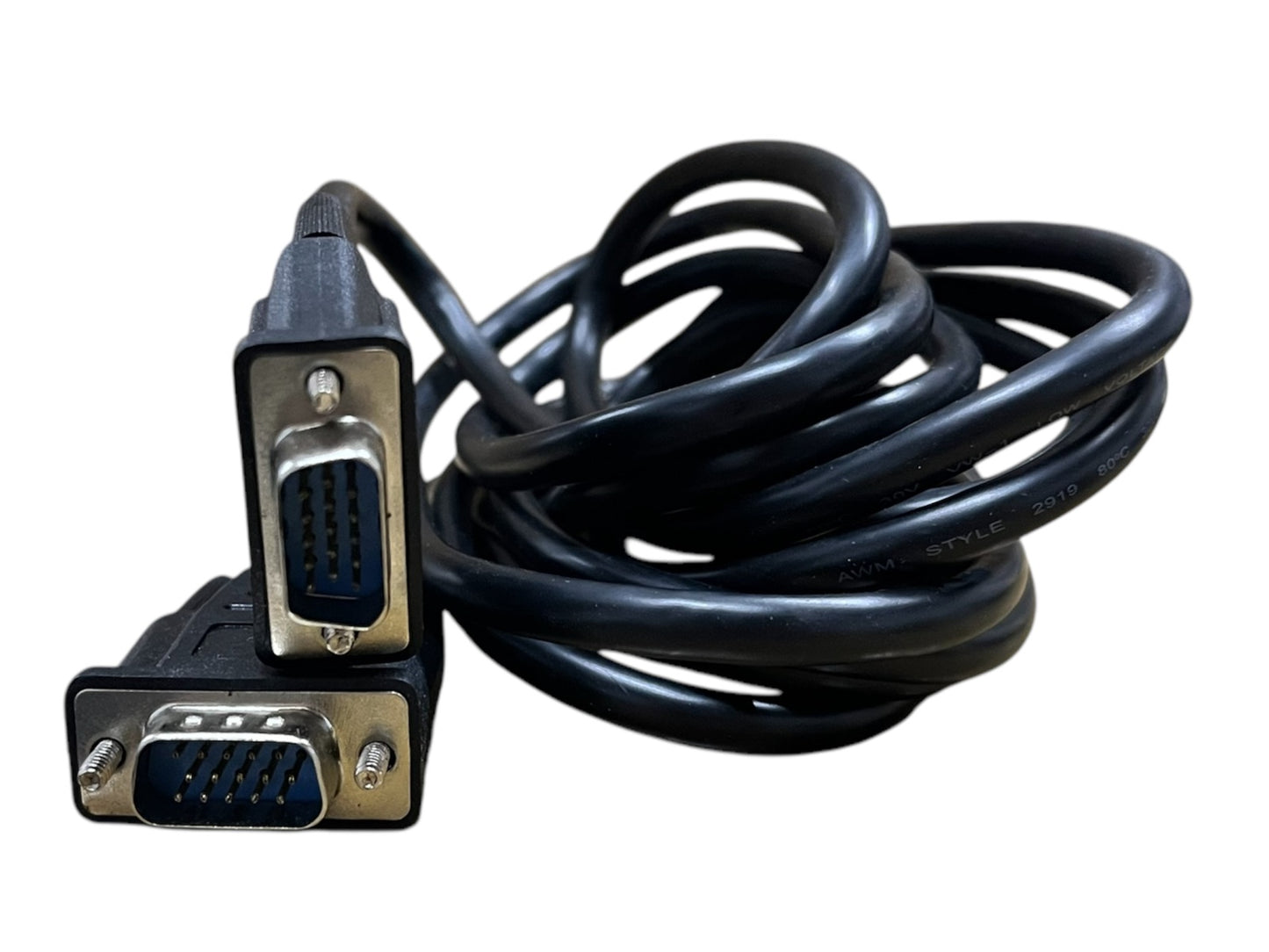 Grippes VGA Cable Male to Male with black connectors and durable coiled cable for video display