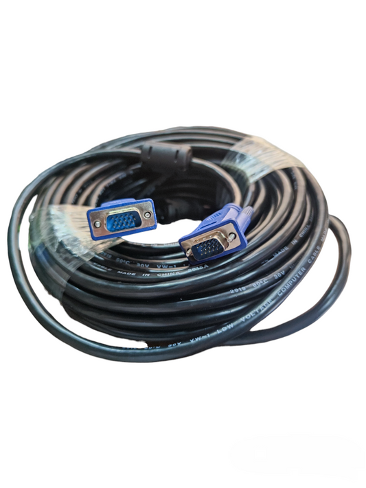 Grippes VGA Cable Male to Male with blue connectors and long black cable for video connections