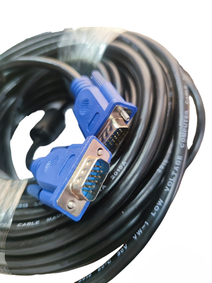 Grippes VGA Cable Male to Male with blue connectors and black durable cable