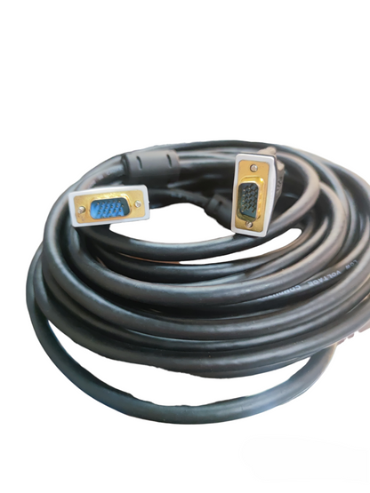 Grippes VGA Cable Male to Male with gold-plated connectors and thick black cable for reliable video connection