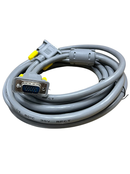 Grippes VGA Cable Male to Male with gray connectors and durable shielding for video transmission