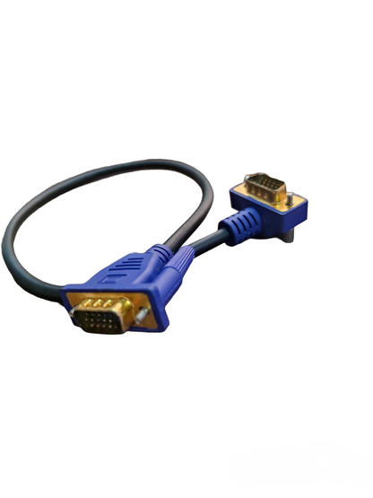 Grippes VGA Cable Male to Male with blue connectors and gold-plated pins for reliable video signal transmission