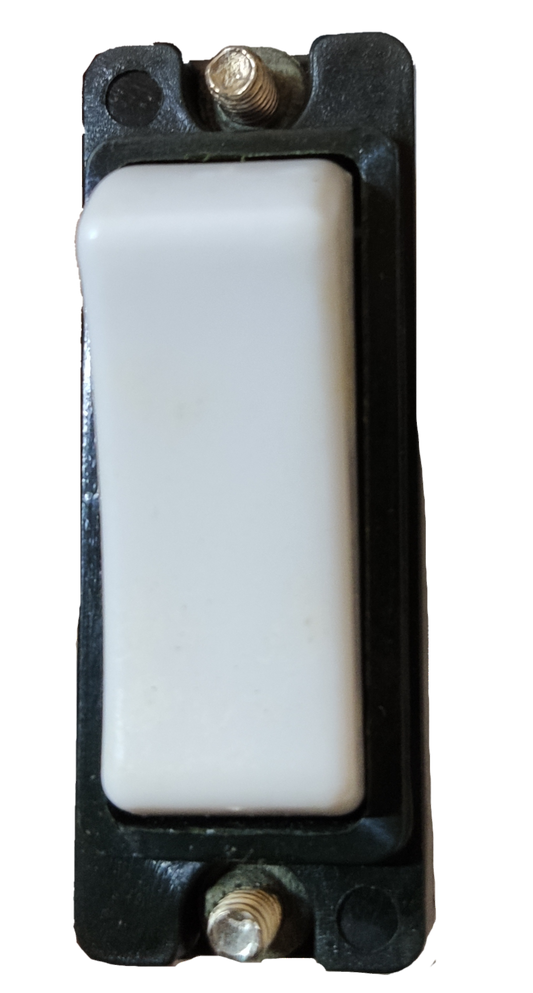 Vimar 3 way switch 10A with white toggle and black mounting plate from Electx Electrical Supply