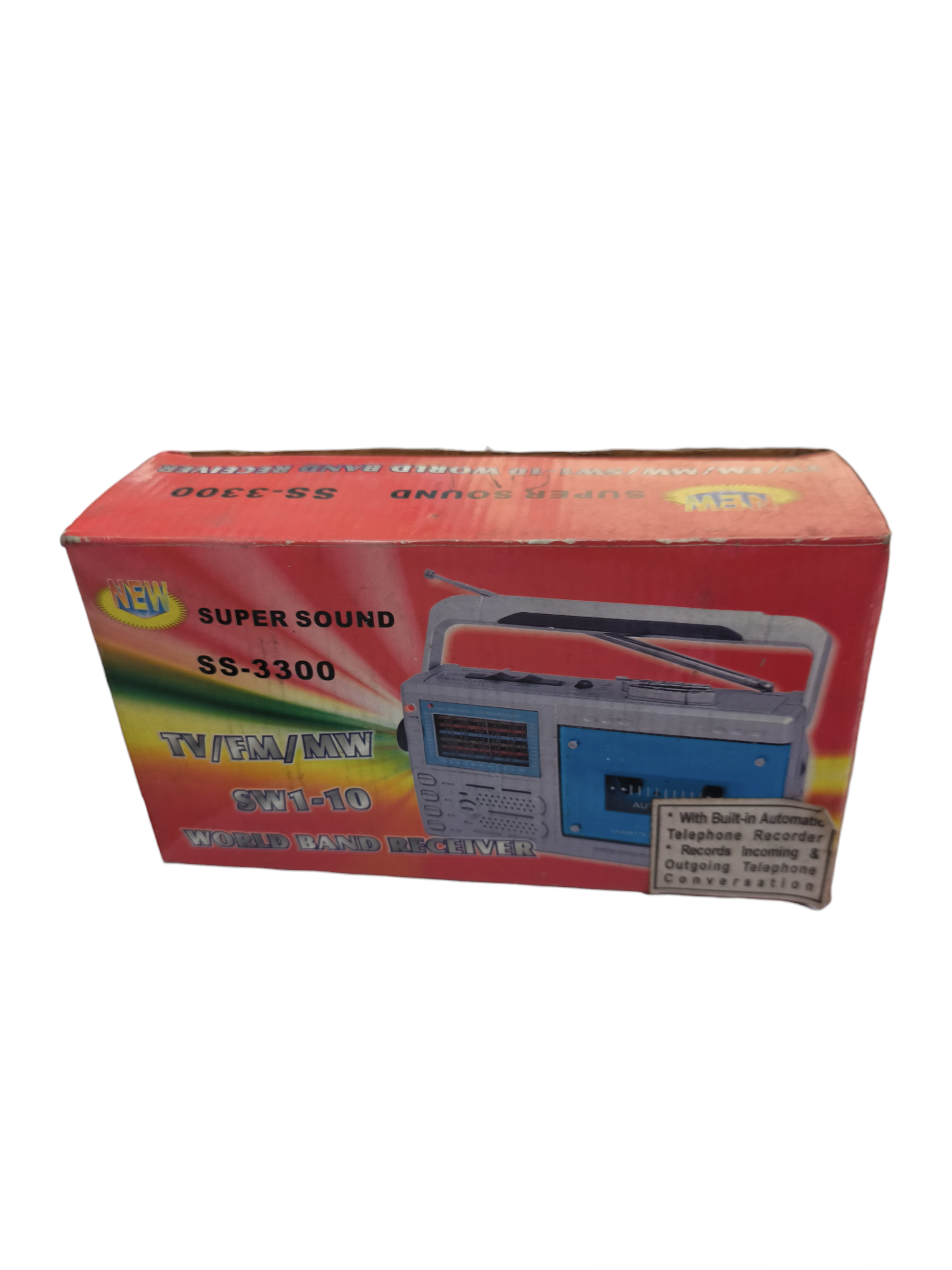 Voice Recorder 220V RJ11 Connetion packaged in a red box with super sound SS-3300 radio remote control