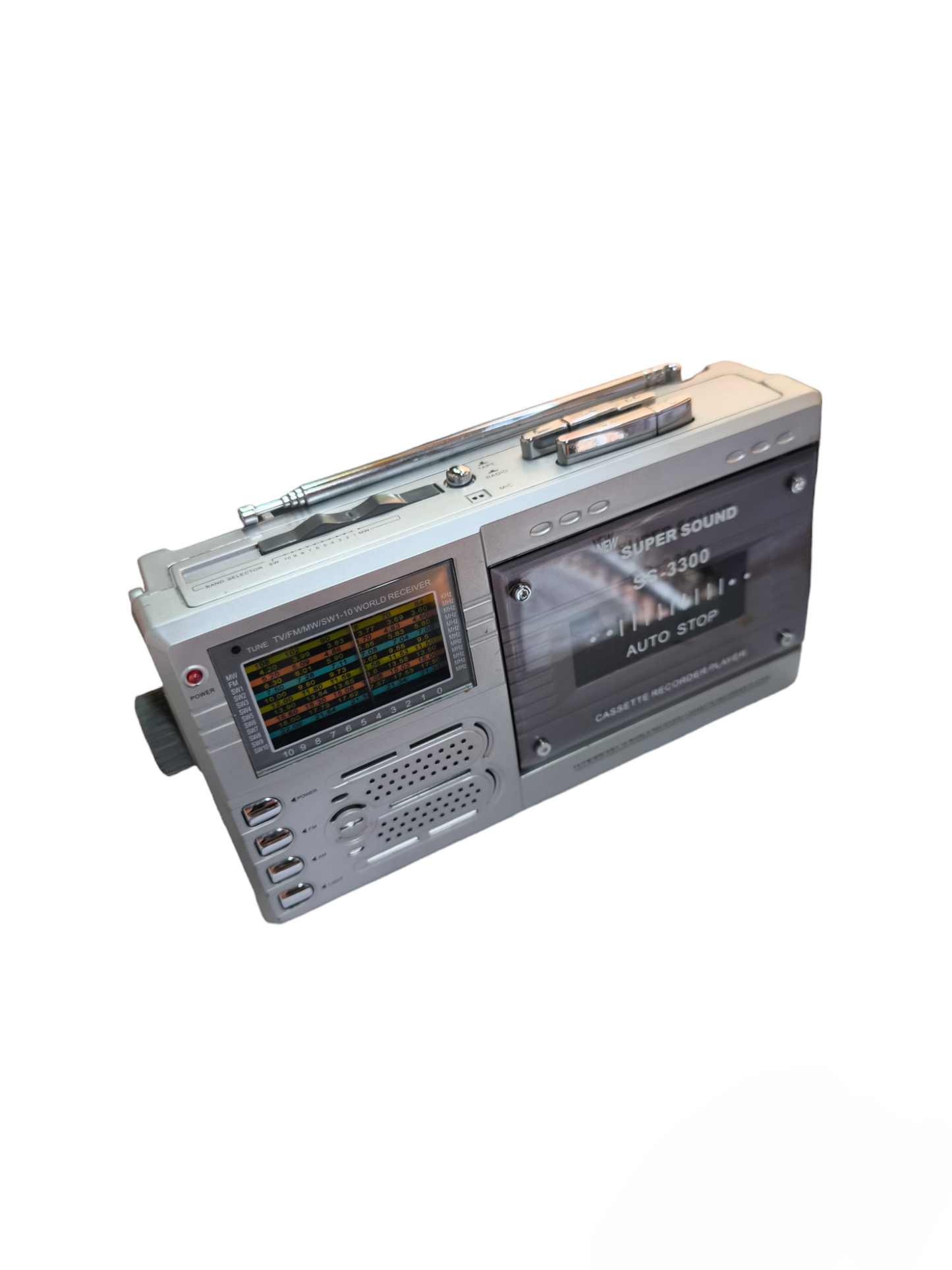 Voice Recorder 220V RJ11 Connection vintage audio cassette player with built-in speaker and antenna