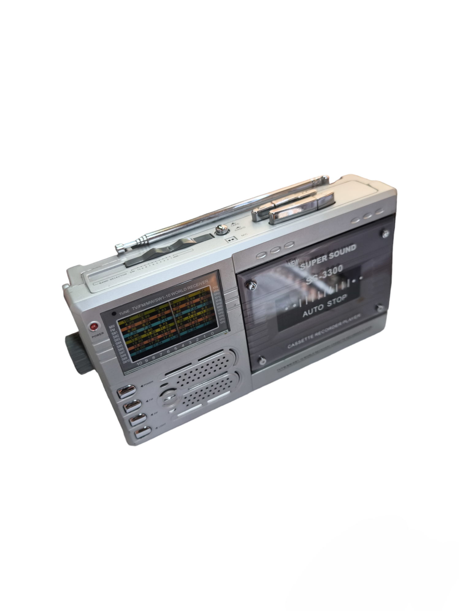 Voice Recorder 220V RJ11 Connection vintage audio cassette player with built-in speaker and antenna