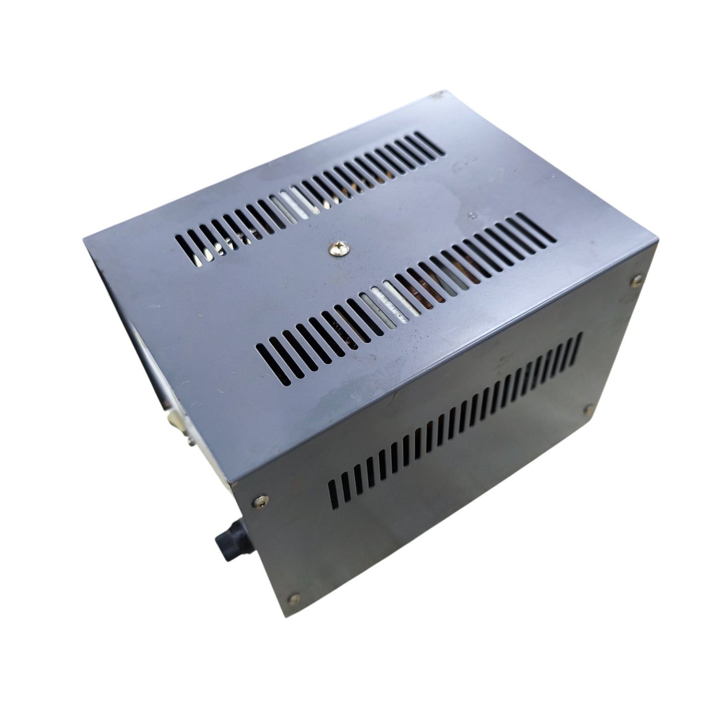 Voltac 350W Automatic Voltage Regulator gray metal housing with ventilation slots for home electronics