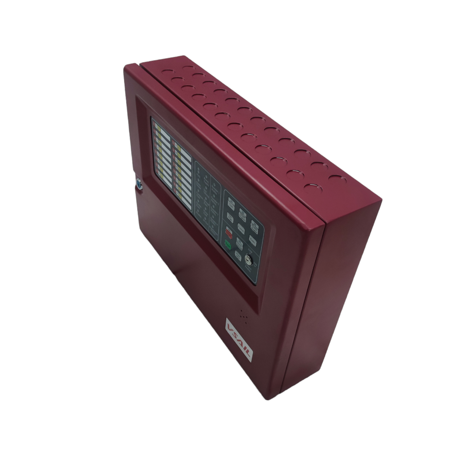 VSAIL Control Panel Conventional Type 16 Zones fire alarm system in a red metal casing