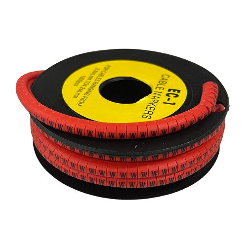 Grippes W Marker Red 2.6mm to 4.2mm 1000pcs cable markers on a black spool for cable management