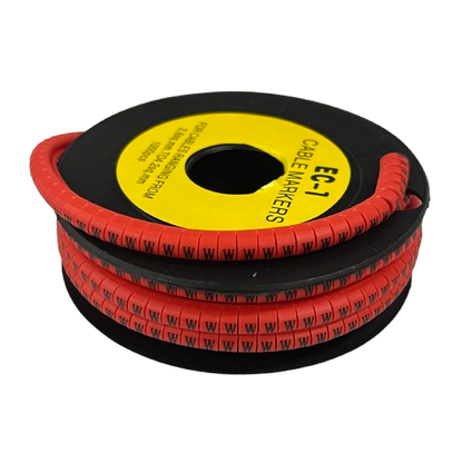 Grippes W Marker Red 2.6mm to 4.2mm 1000pcs cable markers on a black spool for cable management