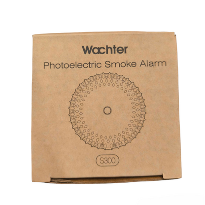 Wachter Photoelectric Smoke Alarm With Battery in a compact cardboard package for home safety