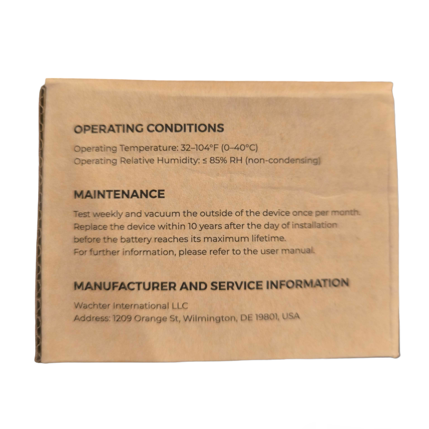 Wachter Photoelectric Smoke Alarm With Battery maintenance instructions and operating conditions guide