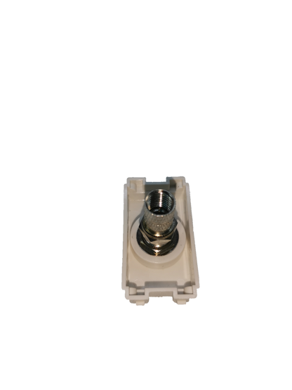 Royu Wall Cable TV Outlet with metal connector on white plastic base for TV signal connection