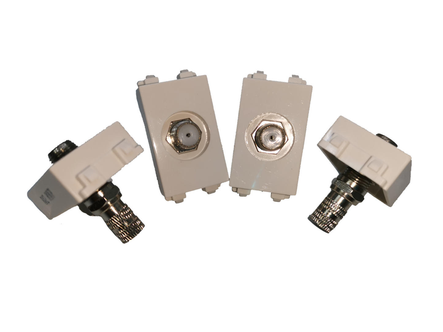 Royu wall cable TV outlet adapters in white for connecting coaxial cables to TV sockets