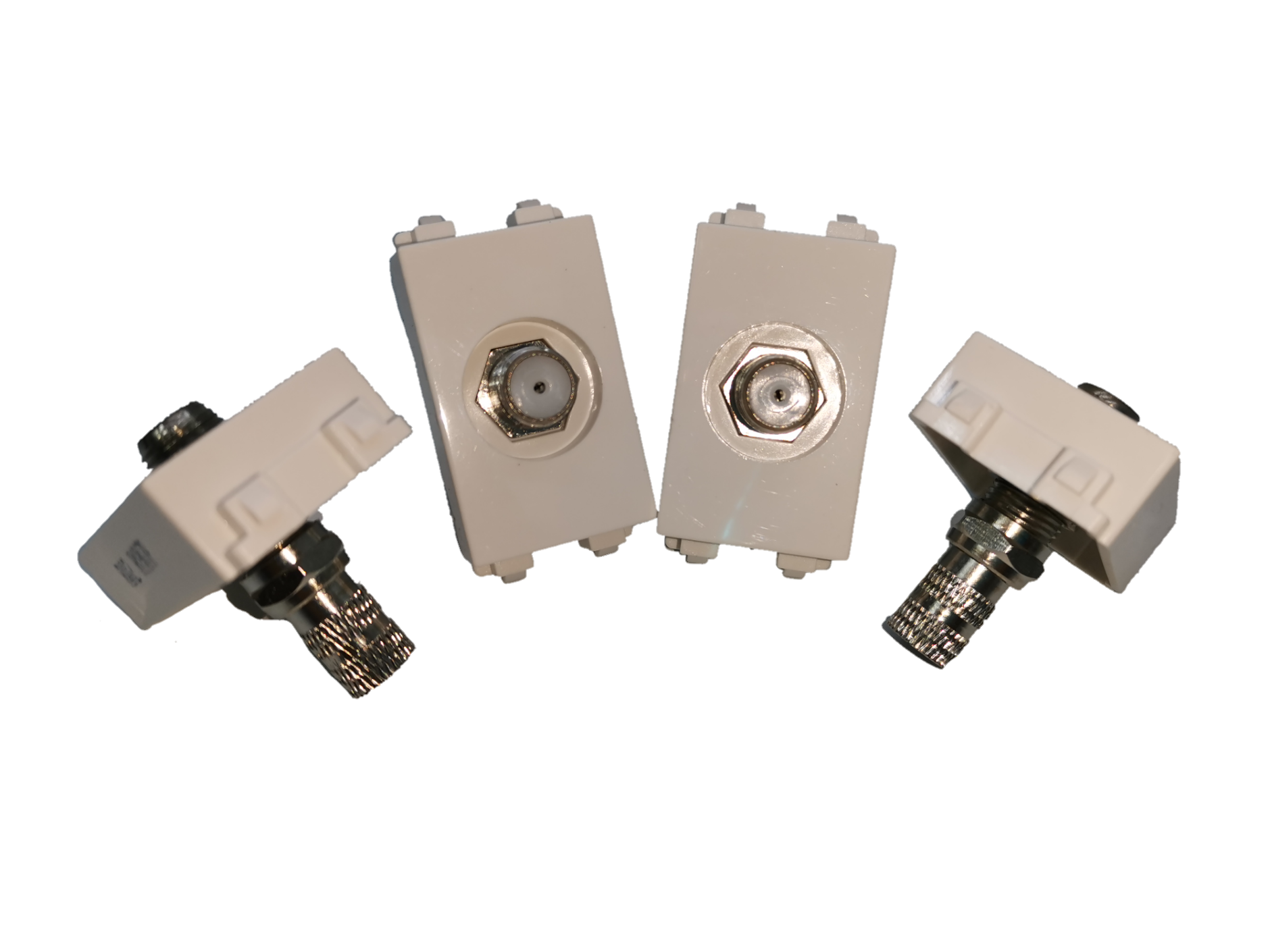 Royu wall cable TV outlet adapters in white for connecting coaxial cables to TV sockets