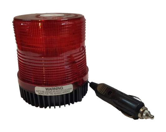 Sub Zero Warning Light 24V DC Red with black base and car cigarette lighter plug