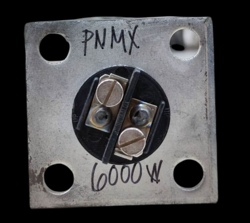 Water heater element 220V with a metal base and electrical terminals for efficient heating