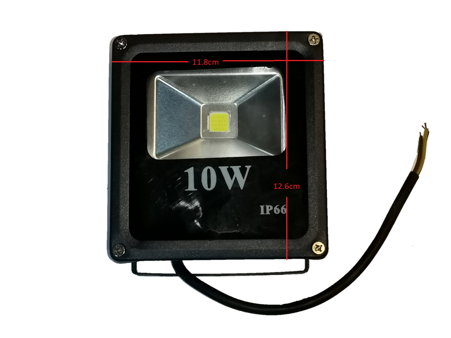 Denko waterproof 10W LED light for outdoor use with black casing and exposed wiring