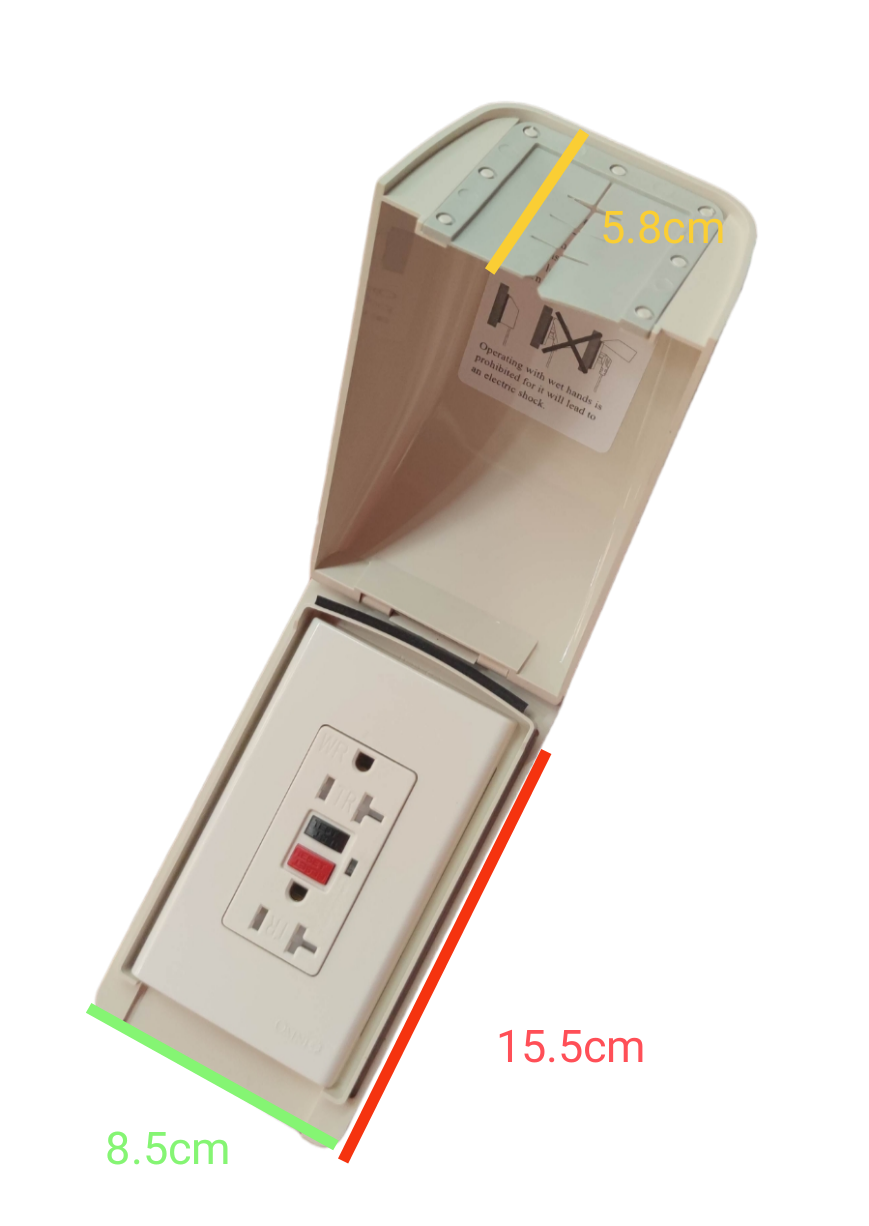 Omni Weatherproof 2 Gang Outlet GFCI with protective cover and built-in safety features