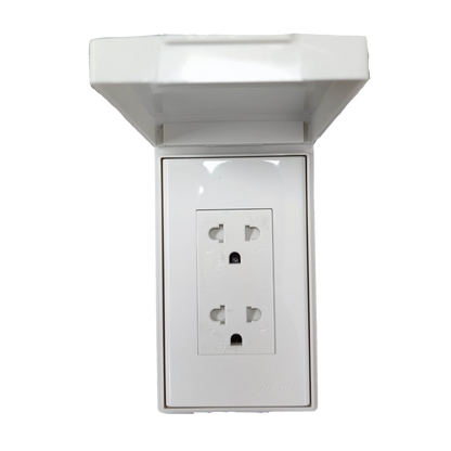 Royu Weatherproof Duplex Universal Outlet Wide Series white electrical outlet with protective cover